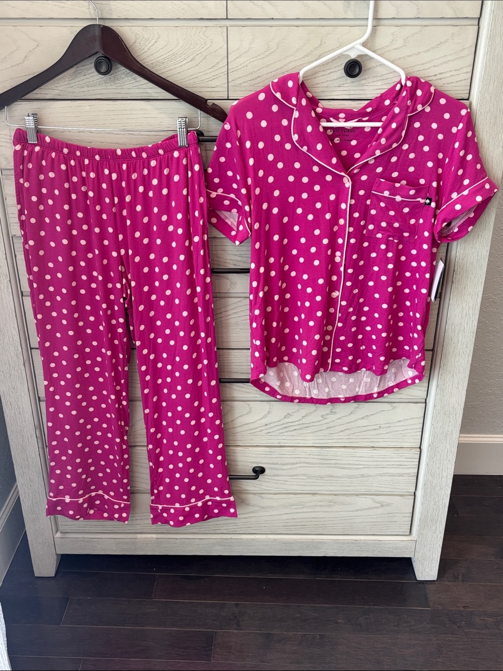 kate spade Hot Pink Polka Dot Short Sleeve Pajama Set